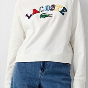 Lacoste Women's Multicolor Logo Cream Sweater